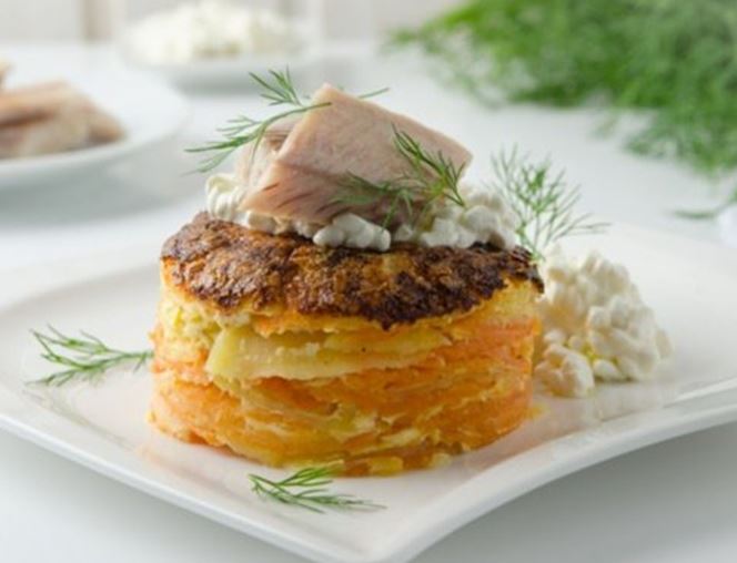 Sweet Potato Gratin With Smoked Trout Fillet And Cottage Cheese From The Air Fryer 4